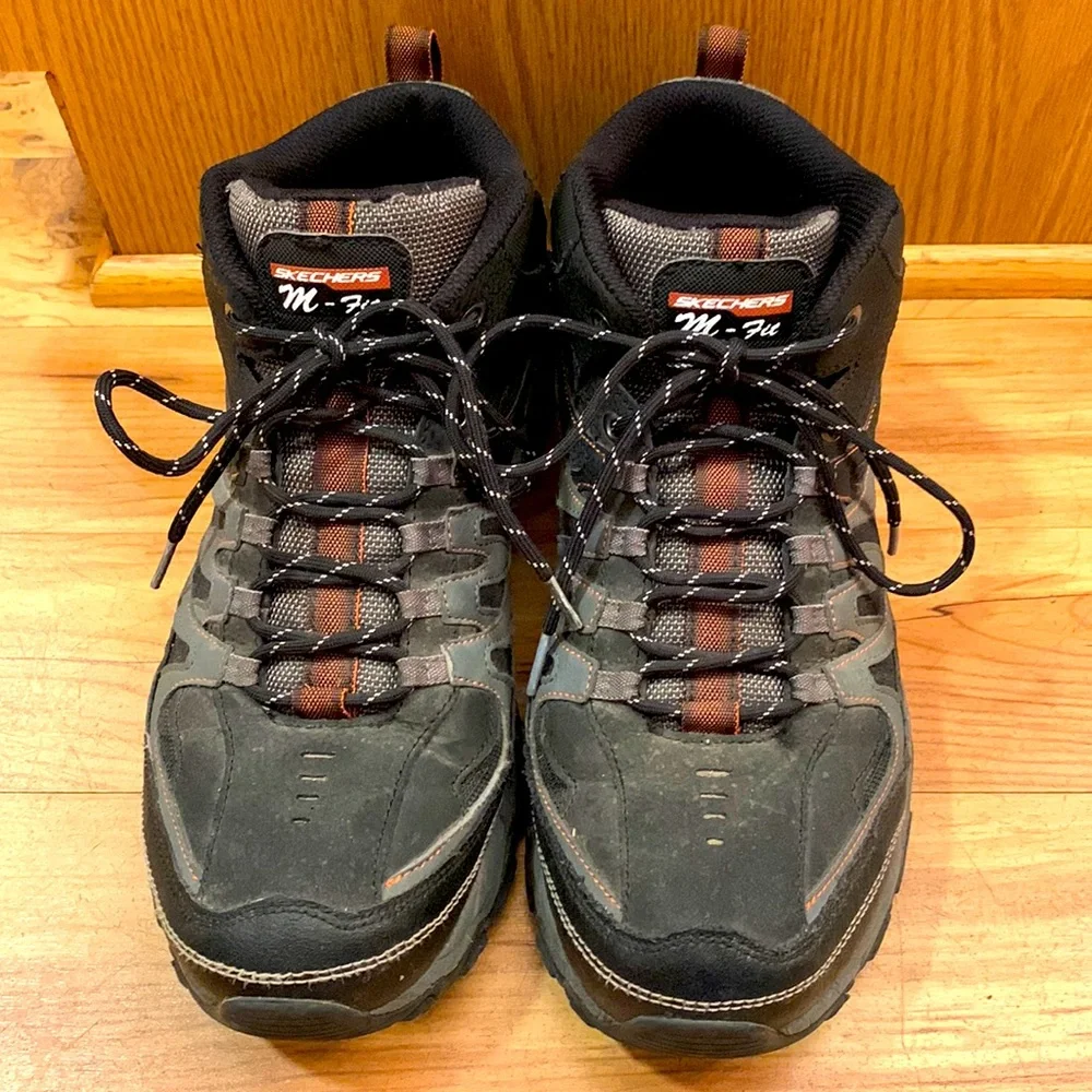 Skechers M-Fit After Burn Geardo size 11 mid hikers shoes boots black gray VGUC